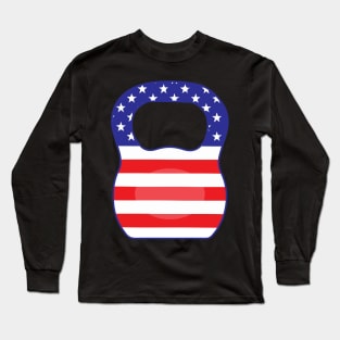 USA flag Kettlebell Powerlifting Weight Lifting form Long Sleeve T-Shirt